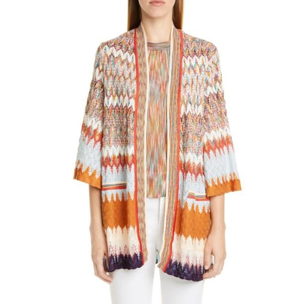 Missoni Open-Front Zigzag Knit Cardigan Sweater